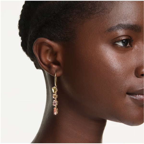 Swarovski Gema Drop Earrings - Asymmetrical Design, Mixed Cuts Image 3 Orin Jewelers Northville, MI