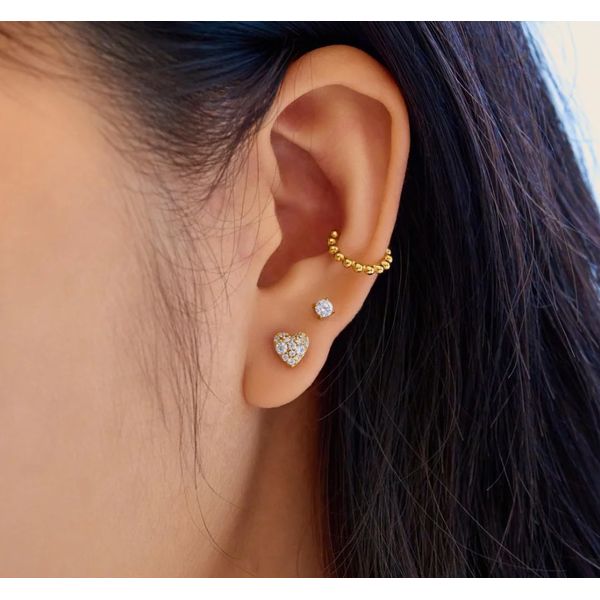 Sterling Silver Gold Plated Pave Heart Stud Earrings By Ania Haie Image 2 Orin Jewelers Northville, MI