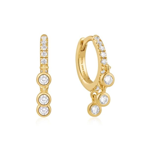 Sterling Silver Gold Plated Trio-Drop Huggie Hoop Earrings By Ania Haie Orin Jewelers Northville, MI