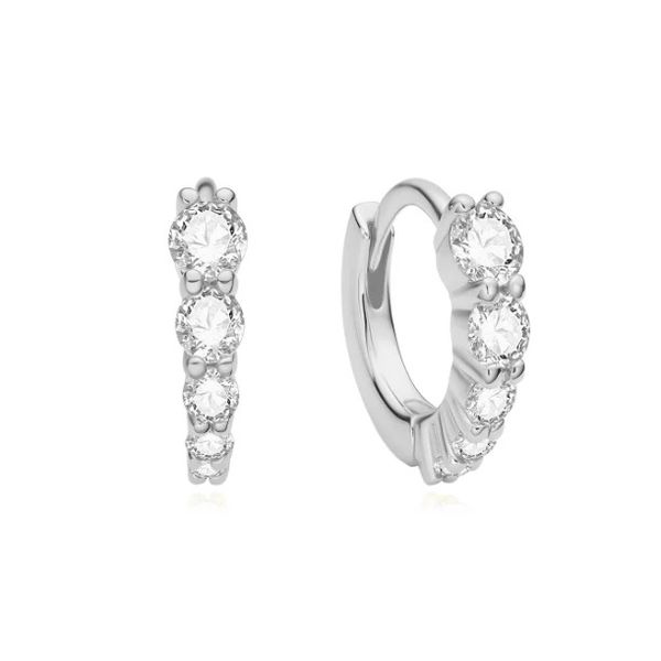 Sterling Silver Graduated Sparkle Huggie Hoop Earrings By Ania Haie Orin Jewelers Northville, MI