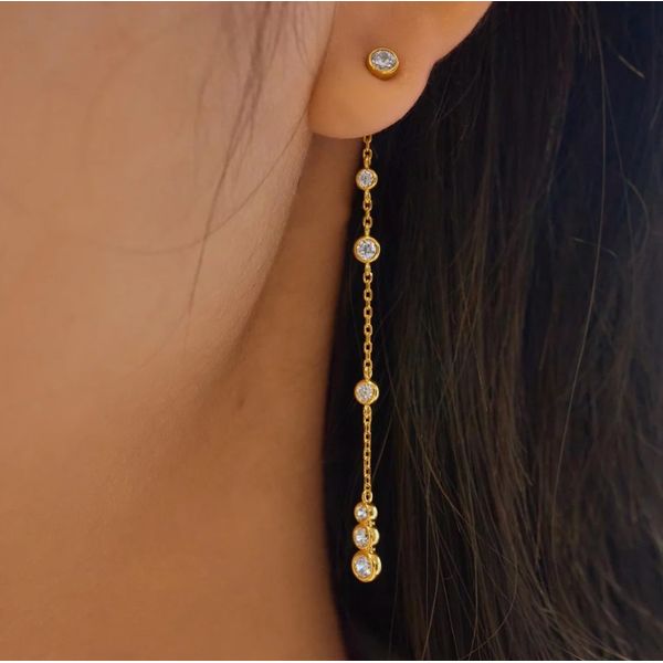 Sterling Silver Gold Plated Cascade Station Drop Stud Earrings By Ania Haie Image 2 Orin Jewelers Northville, MI