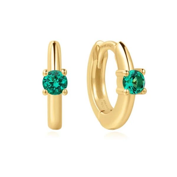 Sterling Silver Gold Plated Green Huggie Hoop Earrings By Ania Haie Orin Jewelers Northville, MI