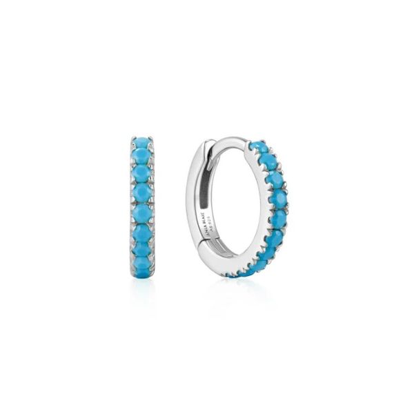 Sterling Silver Aqua Blue Row Huggie Hoop Earrings By Ania Haie Orin Jewelers Northville, MI