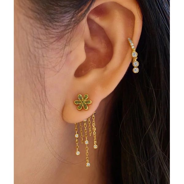 Sterling Silver Gold Plated Floral Tassel Drop Stud Earrings By Ania Haie Image 2 Orin Jewelers Northville, MI