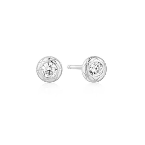 Sterling Silver Textured Bezel-Set Stud Earrings By Ania Haie Orin Jewelers Northville, MI