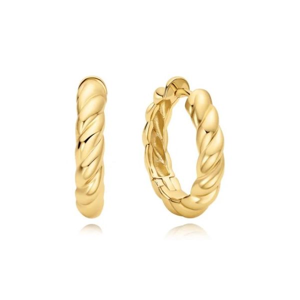 Sterling Silver Gold Plated Twisted Huggie Hoop Earrings By Ania Haie Orin Jewelers Northville, MI