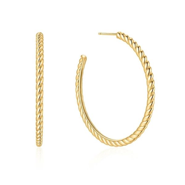 Sterling Silver Gold Plated Twisted Oversized Hoop Earrings By Ania Haie Orin Jewelers Northville, MI