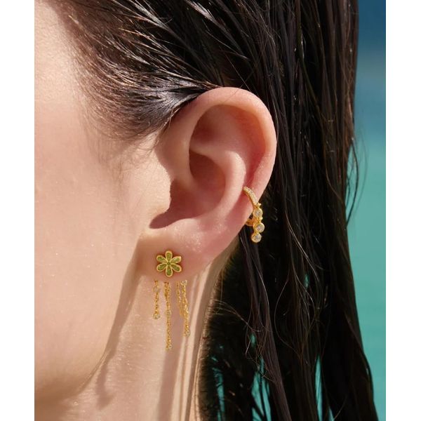 Sterling Silver Gold Plated Dangling Mint Green Huggie Hoop Earrings By Ania Haie Image 2 Orin Jewelers Northville, MI