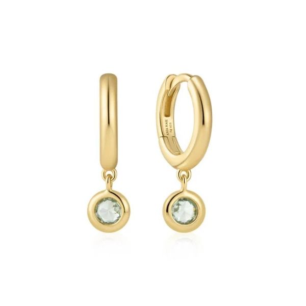Sterling Silver Gold Plated Dangling Mint Green Huggie Hoop Earrings By Ania Haie Orin Jewelers Northville, MI