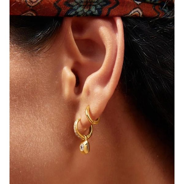 Sterling Silver Gold Plated Bezel-Set Huggie Hoop Earrings By Ania Haie Image 2 Orin Jewelers Northville, MI