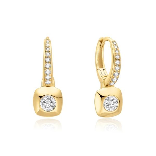 Sterling Silver Gold Plated Bezel-Set Huggie Hoop Earrings By Ania Haie Orin Jewelers Northville, MI