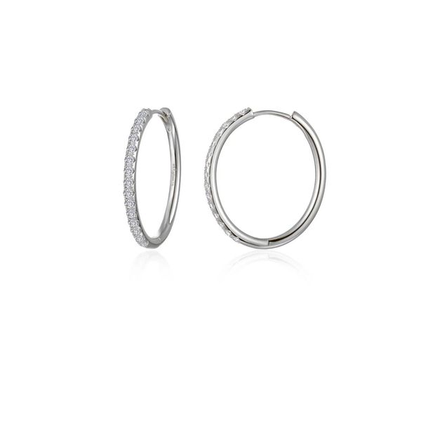 Sterliing Silver Oval Hoop Earrings With CZs Orin Jewelers Northville, MI