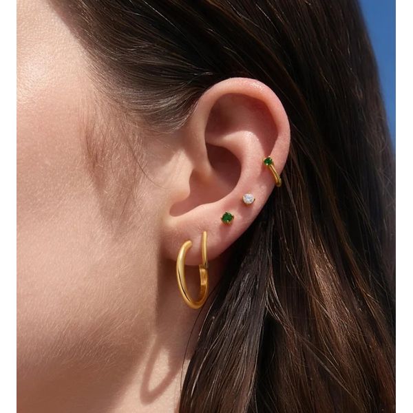 Sterling Silver Gold Plated Green Huggie Hoop Earrings By Ania Haie Image 2 Orin Jewelers Northville, MI