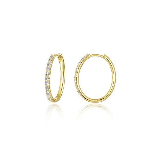 Sterling Silver Gold Plated Small Oval Hoop Earrings With CZs Orin Jewelers Northville, MI