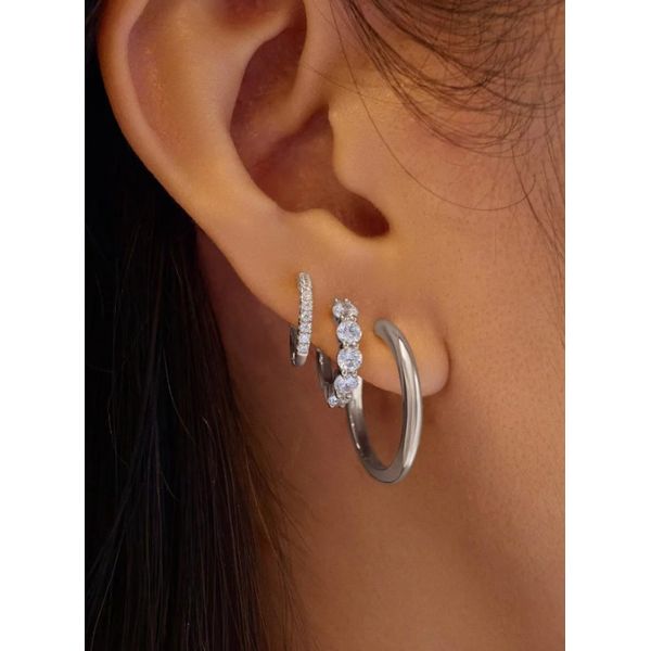 Sterling Silver Quintet Sparkle Huggie Hoop Earrings By Ania Haie Image 2 Orin Jewelers Northville, MI