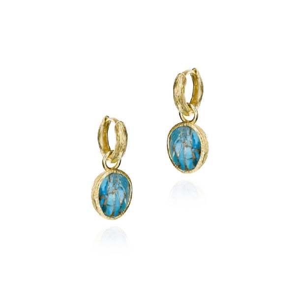 Sterling Silver Gold Vermeil Hoop Earrings With Turquoise Drops By Jorge Revilla Orin Jewelers Northville, MI