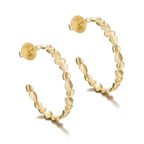 Sterling Silver Gold Vermeil Textured Link Hoop Earrings By Jorge Revilla Orin Jewelers Northville, MI