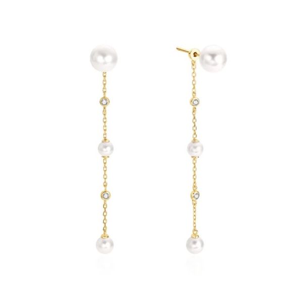 Sterling Silver Gold Plated Cascade Shell Pearl Station Drop Stud Earring By Ania Haie Orin Jewelers Northville, MI