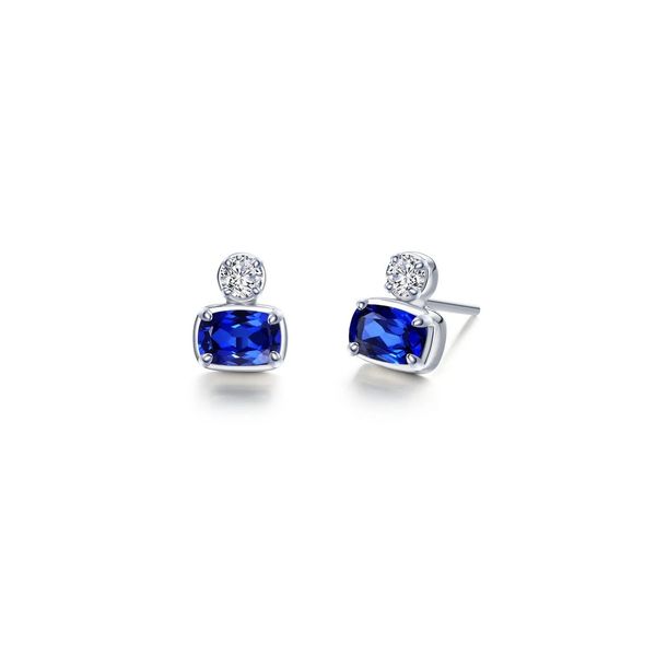 Sterling Silver Simulated Sapphire And CZ Earrings Orin Jewelers Northville, MI