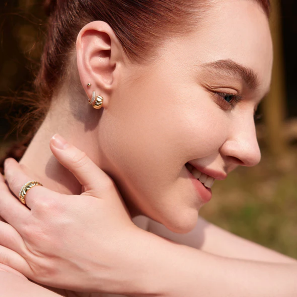 Sterling Silver Gold Plated Pave Huggie Earrings Image 2 Orin Jewelers Northville, MI