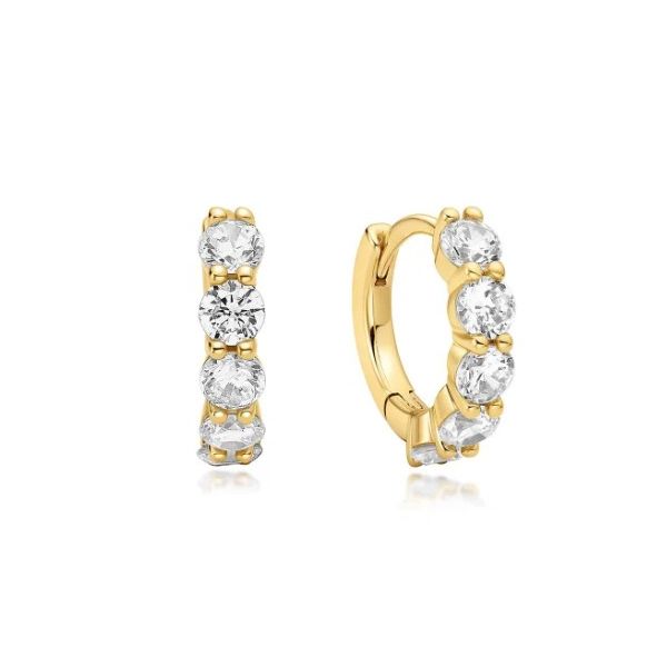 Sterling Silver Gold Plated Quintet Sparkle Huggie Hoop Earrings By Ania Haie Orin Jewelers Northville, MI