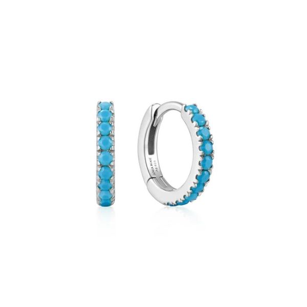 Sterling Silver Aqua Blue Row Huggie Hoop Earrings By Ania Haie Orin Jewelers Northville, MI