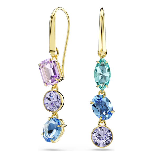 Swarovski Gema Drop Earrings - Asymmetrical Design, Mixed Cuts Image 2 Orin Jewelers Northville, MI