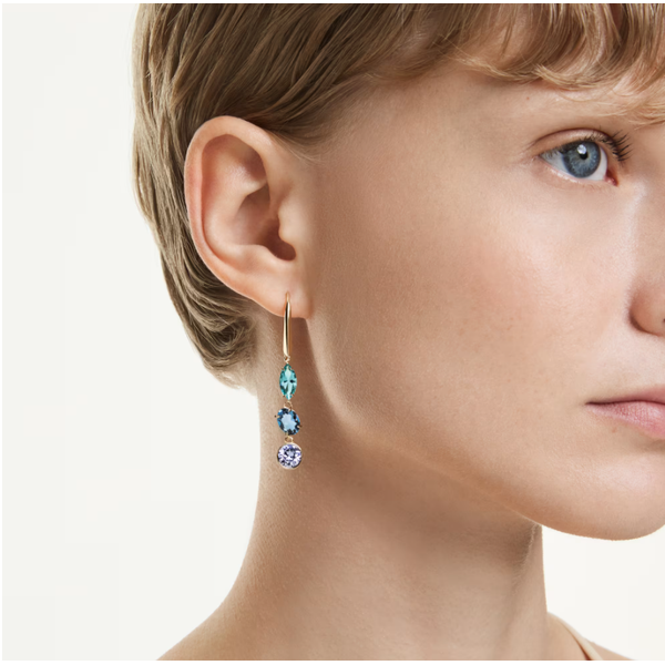 Swarovski Gema Drop Earrings - Asymmetrical Design, Mixed Cuts Image 3 Orin Jewelers Northville, MI