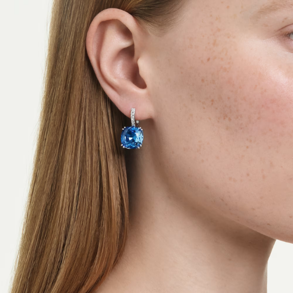 Swarovski Millenia Drop Earrings - Cushion Cut, Blue Image 2 Orin Jewelers Northville, MI