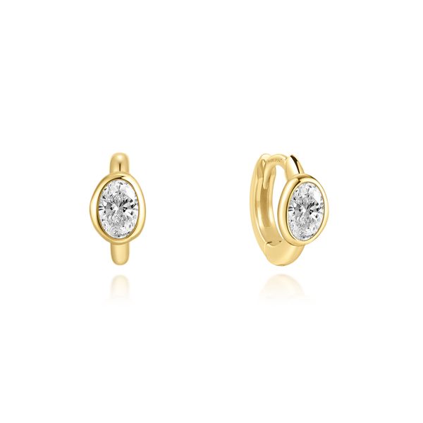 Sterling Silver Gold Plated Bezel Organic Pebble Huggie Hoop Earrings By Ania Haie Orin Jewelers Northville, MI