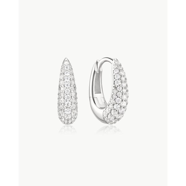 Sterling Silver Pave Dome Huggie Hoop Earrings By Ania Haie Orin Jewelers Northville, MI