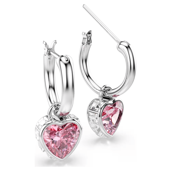 Swarovski Chroma Drop Earrings - Heart, Pink Image 2 Orin Jewelers Northville, MI