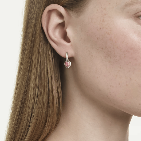 Swarovski Chroma Drop Earrings - Heart, Pink Image 3 Orin Jewelers Northville, MI