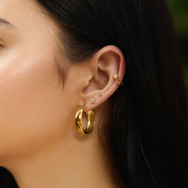 Sterling Silver Gold Plated Four-Petal Stud Earrings Image 2 Orin Jewelers Northville, MI