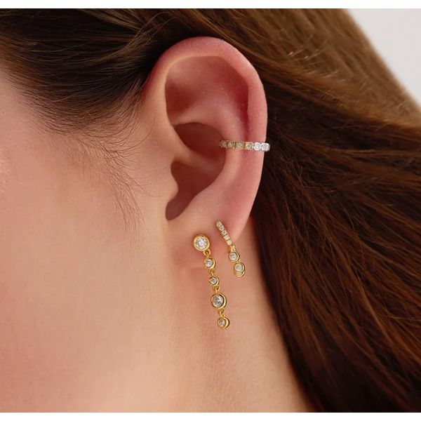 Sterling Silver Gold Plated Trio-Drop Huggie Hoop Earrings By Ania Haie Image 2 Orin Jewelers Northville, MI