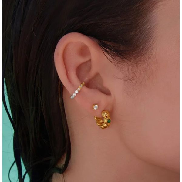 Sterling Silver Gold Plated Reversible Puffy Huggie Hoop Earrings By Ania Haie Image 3 Orin Jewelers Northville, MI