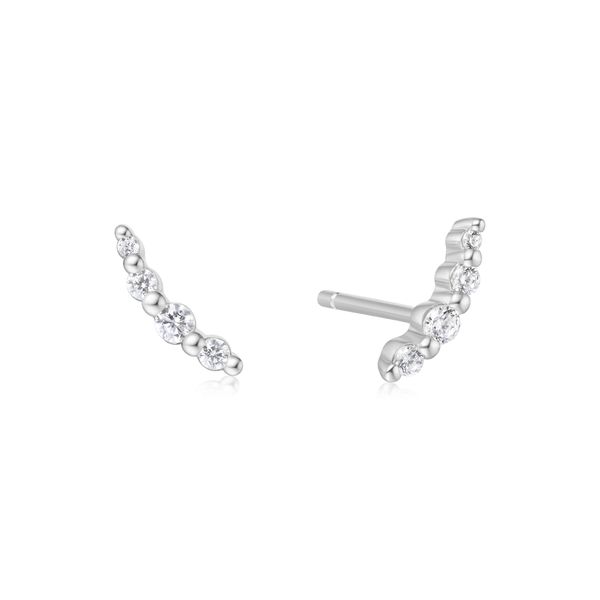 Sterling Silver Bezel Beaded Stone Stud Earrings Orin Jewelers Northville, MI