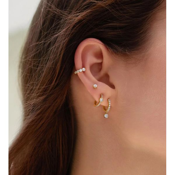 Sterling Silver Gold Plated Dangling Sparkle Huggie Hoop Earrings By Ania Haie Image 2 Orin Jewelers Northville, MI