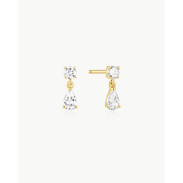 Sterling Silver Gold Plated Teardrop & Round Stud Earrings By Ania Haie Orin Jewelers Northville, MI
