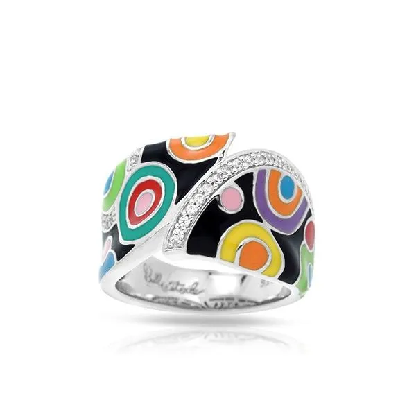 Lady's SS Groovy Ring w/Multi-Color Enamel & CZs Orin Jewelers Northville, MI