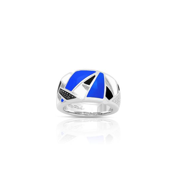 Sterling Silver Spectrum Ring With Blue, White, Black Enamel & Black & White CZs Orin Jewelers Northville, MI