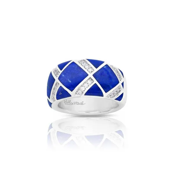 Sterling Silver Echelon Ring With Genuine Lapis Lazuli & White CZs Orin Jewelers Northville, MI