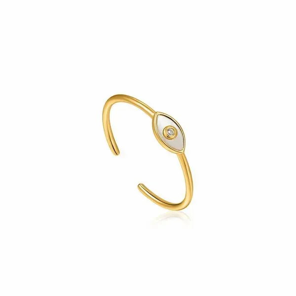 Sterling Silver Gold Plated Evil Eye Adjustable Ring By Ania Haie Orin Jewelers Northville, MI