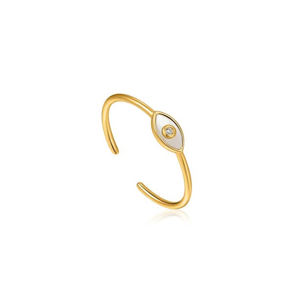 Sterling Silver Gold Plated Evil Eye Adjustable Ring By Ania Haie Orin Jewelers Northville, MI