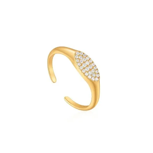 Sterling Silver Gold Plate Glam Adjustable Signet Ring By Ania Haie Orin Jewelers Northville, MI