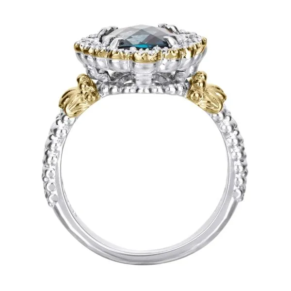 Sterling SIlver & 14k Yellow Gold Blue Topaz & Diamond RIng Image 2 Orin Jewelers Northville, MI