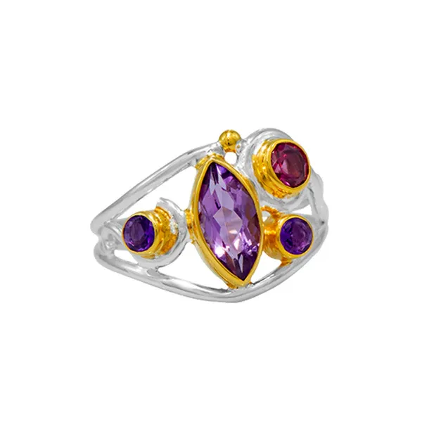 Sterling Silver & 22K Gold Vermeil Ring With Gemstones Orin Jewelers Northville, MI