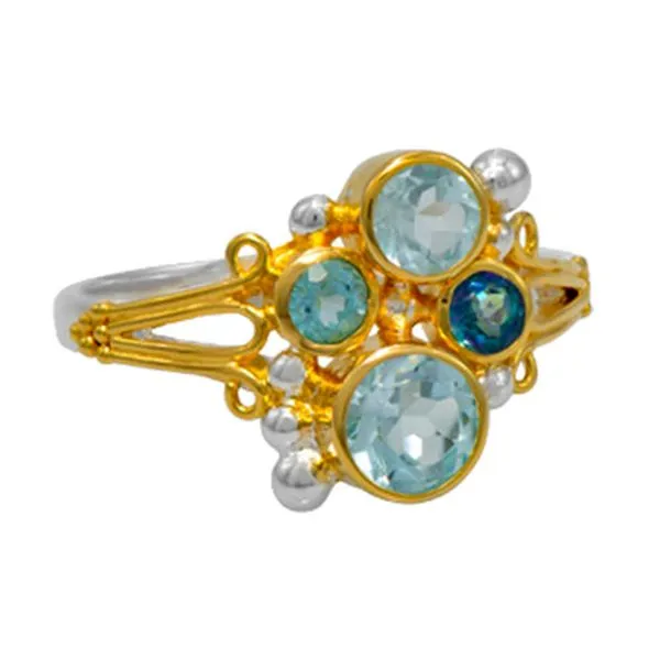 Sterling Silver and 22K Gold Vermeil Ring with Stones Orin Jewelers Northville, MI