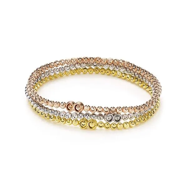 Lady's Tri-Color Rhodium Plated Sterling Silver Set of 3 Stretch Bracelets Orin Jewelers Northville, MI