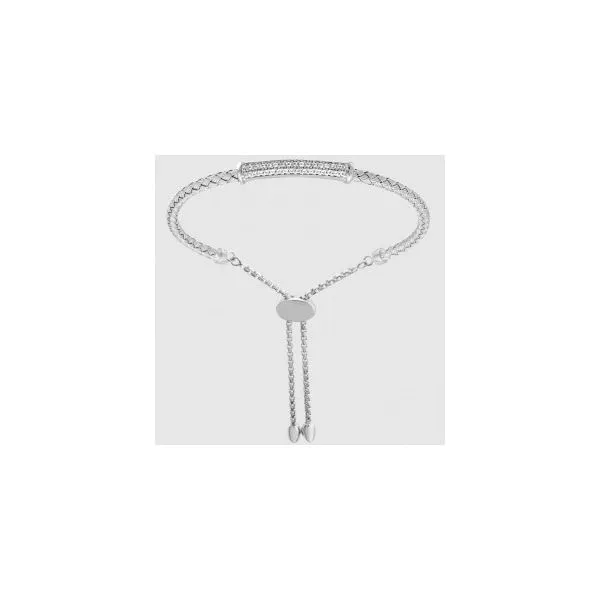 Lady's SS & Rhodium Plated Rachel 3mm Woven Friendship Bracelet w/CZs Orin Jewelers Northville, MI